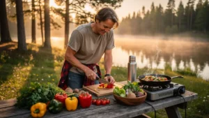 Cuisiner au camping, repas maison économique, économies 3 fois supérieures au resto local