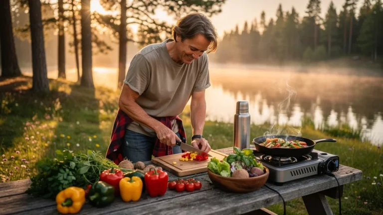 Cuisiner au camping, repas maison économique, économies 3 fois supérieures au resto local