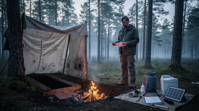 Personne en camping sauvage, semaine en autonomie sans sanitaires, dépenses imprévues et galères