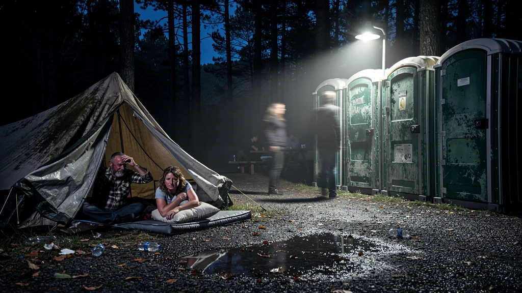 Campsite près des sanitaires de Naussac causant une nuit blanche et une perte de sommeil
