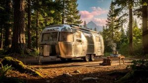 Caravane américaine vintage en pleine nature, autonomie et performance en camping outdoor